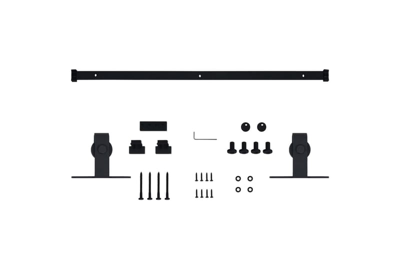 Mini skyvedørsett karbonstål 122 cm - Svart - Hus & oppussing - Bygg - Dører & Porter - Dørbeslag & dørtilbehør - Skyvedørsbeslag