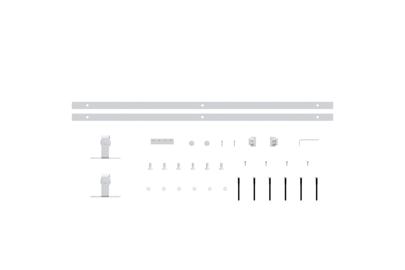 Mini skyvedørsett karbonstål hvit 183 cm - Hvit - Hus & oppussing - Bygg - Dører & Porter - Skyvedører - Innvendig skyvedør