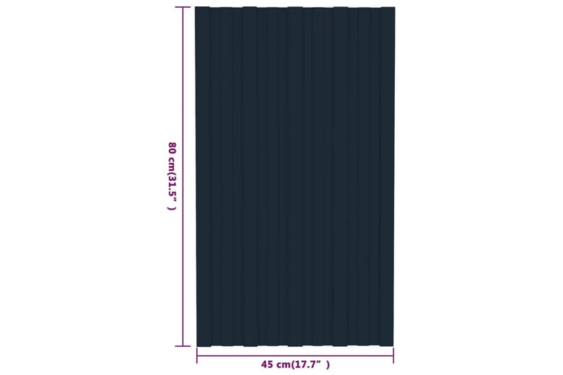 Takplater 12 stk antrasitt 80x45 cm galvanisert stål - Takpanel & takplate