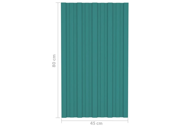 Takplater 12 stk grønn 80x45 cm galvanisert stål - Takpanel & takplate