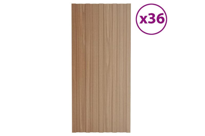 Takplater 36 stk lyst tre 100x45 cm galvanisert stål - Takpanel & takplate