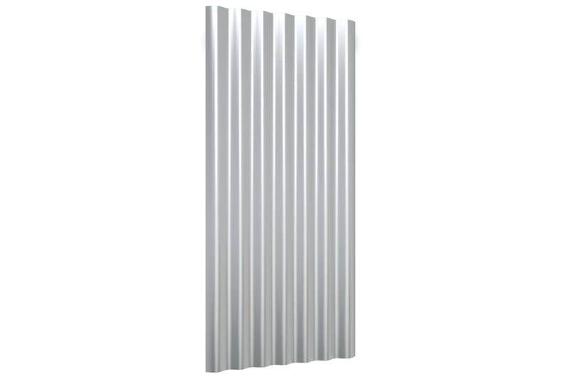 beBasic Takpaneler 12 stk pulverlakkert stål sølv 80x36 cm - Silver - Innertak