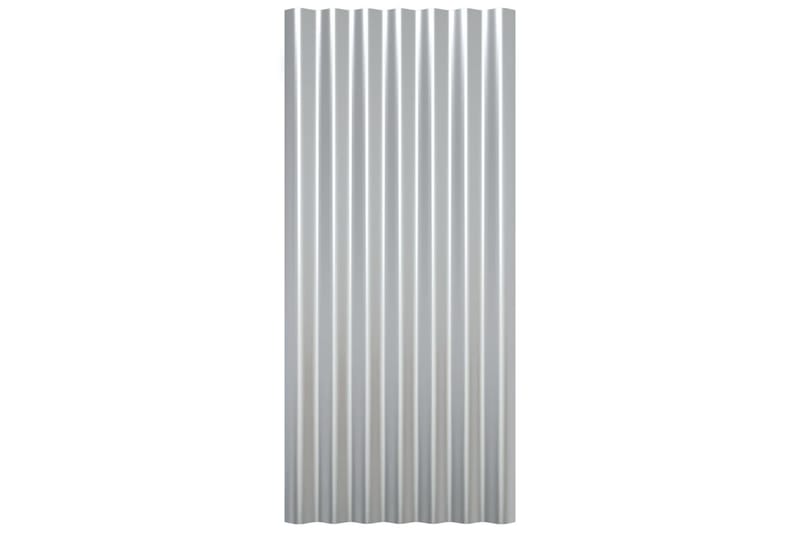 beBasic Takpaneler 12 stk pulverlakkert stål sølv 80x36 cm - Silver - Innertak