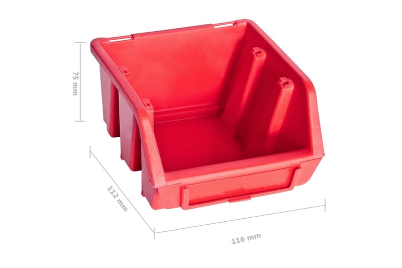 Oppbevaringsbokssett i 34 deler med veggpaneler rød og svart - Rød - Hus & oppussing - Bygg - Spiker, skrue & innfesting - Sortimentoppbevaring - Sortimentsboks