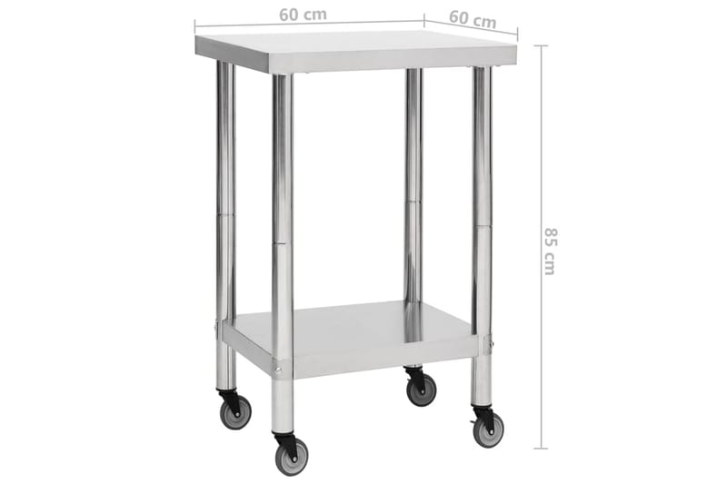 Arbeidsbord for kjøkken med hjul 60x60x85 cm rustfritt stål - Hus & oppussing - Garasje & verksted - Garasjeinteriør & garasjeoppbevarin