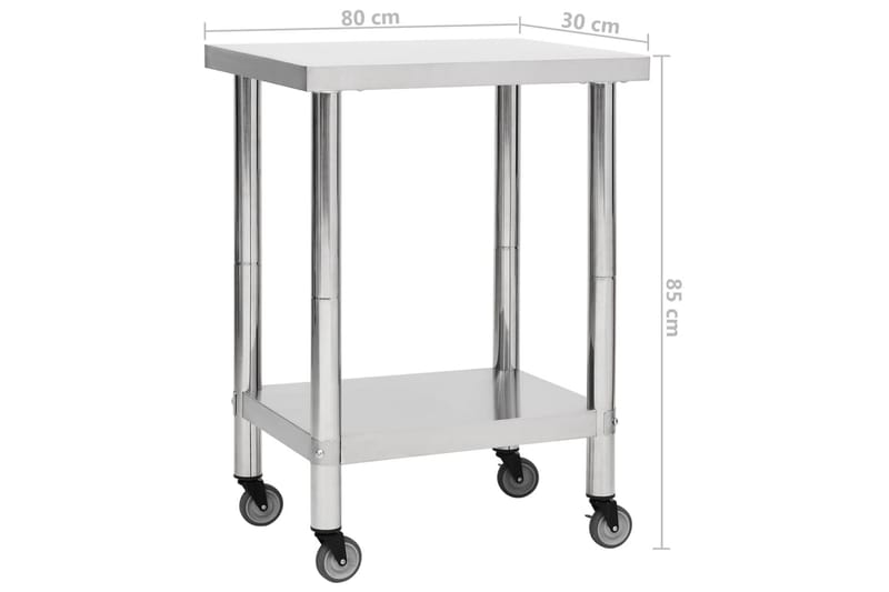Arbeidsbord for kjøkken med hjul 80x30x85 cm rustfritt stål - Hus & oppussing - Garasje & verksted - Garasjeinteriør & garasjeoppbevarin