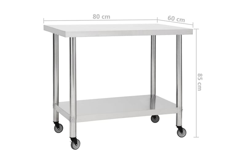 Arbeidsbord for kjøkken med hjul 80x60x85 cm rustfritt stål - Hus & oppussing - Garasje & verksted - Garasjeinteriør & garasjeoppbevarin