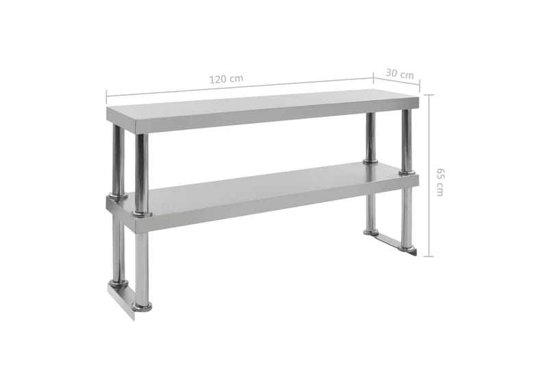 Overhylle til arbeidsbord 2 etasjer 120x30x65cm stål - Hus & oppussing - Garasje & verksted - Garasjeinteriør & garasjeoppbevarin