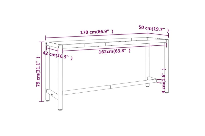 Ramme til arbeidsbenk matt svart og rød 170x50x79 cm metall - Svart - Hus & oppussing - Garasje & verksted - Garasjeinteriør & garasjeoppbevarin