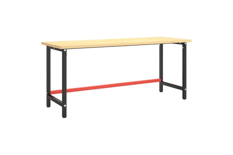 Ramme til arbeidsbenk matt svart og rød 180x57x79 cm metall - Svart - Hus & oppussing - Garasje & verksted - Garasjeinteriør & garasjeoppbevarin