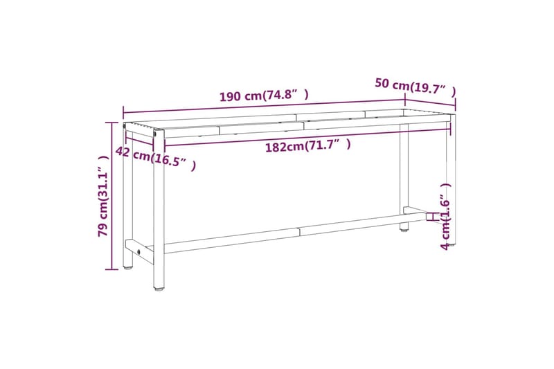 Ramme til arbeidsbenk matt svart og rød 190x50x79 cm metall - Svart - Hus & oppussing - Garasje & verksted - Garasjeinteriør & garasjeoppbevarin