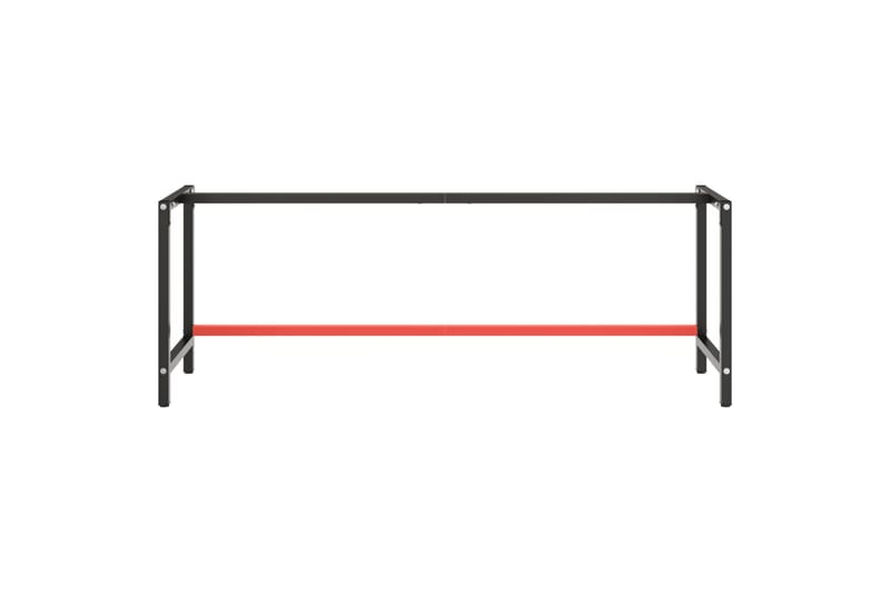 Ramme til arbeidsbenk matt svart og rød 220x57x79 cm metall - Svart - Hus & oppussing - Garasje & verksted - Garasjeinteriør & garasjeoppbevarin