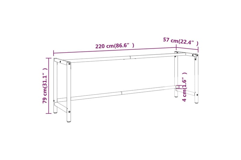 Ramme til arbeidsbenk matt svart og rød 220x57x79 cm metall - Svart - Hus & oppussing - Garasje & verksted - Garasjeinteriør & garasjeoppbevarin