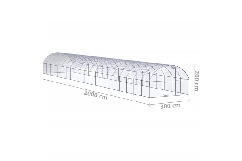 Utendørs hønsehus 3x20x2 m galvanisert stål - Silver - Sport & fritid - Til dyrene - Fugl - Hønsehus