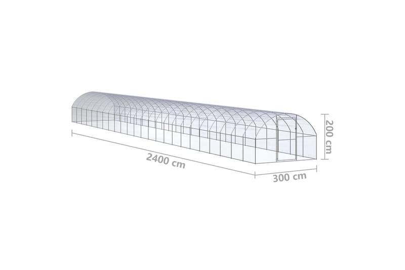 Utendørs hønsehus 3x24x2 m galvanisert stål - Silver - Sport & fritid - Til dyrene - Fugl - Hønsehus