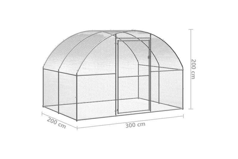 Utendørs hønsehus 3x2x2 m galvanisert stål - Silver - Sport & fritid - Til dyrene - Fugl - Hønsehus