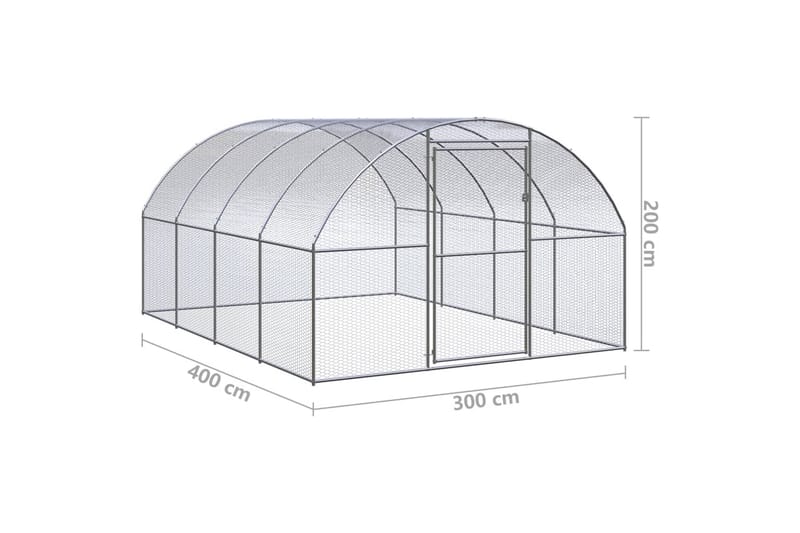 Utendørs hønsehus 3x4x2 m galvanisert stål - Silver - Sport & fritid - Til dyrene - Fugl - Hønsehus