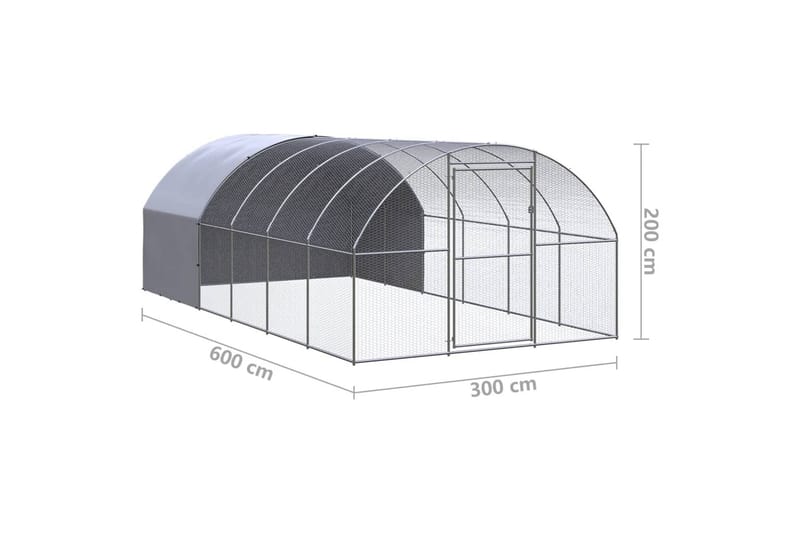 Utendørs hønsehus 3x6x2 m galvanisert stål - Silver - Sport & fritid - Til dyrene - Fugl - Hønsehus