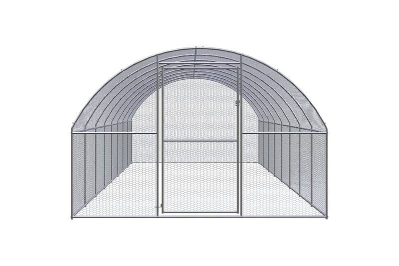 Utendørs hønsehus 3x8x2 m galvanisert stål - Silver - Sport & fritid - Til dyrene - Fugl - Hønsehus