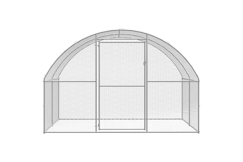 Utendørs hønsehus 3x8x2 m galvanisert stål - Silver - Sport & fritid - Til dyrene - Fugl - Hønsehus