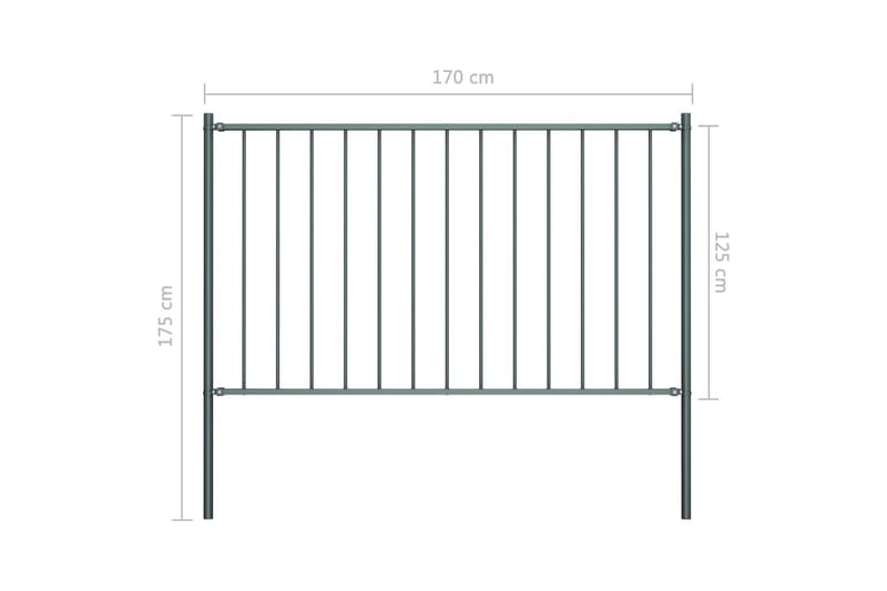 Gjerdepanel m. stolper pulverlakkert stål 1,7x1,25m - Hus & oppussing - Innsynsbeskyttelse & innhegning - Gjerde - Gjerdestolpe