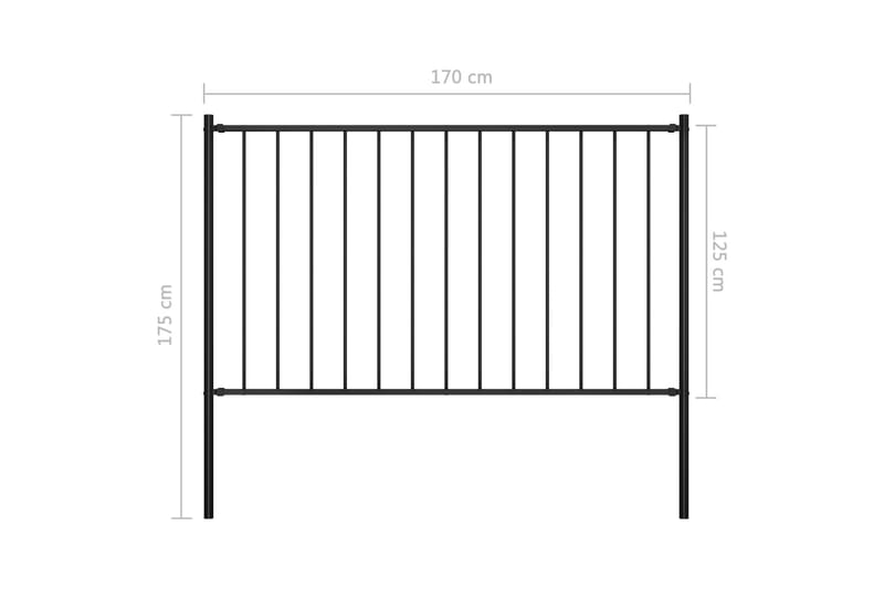 Gjerdepanel med stolper pulverlakkert stål 1,7x1,25 m svart - Hus & oppussing - Innsynsbeskyttelse & innhegning - Gjerde - Gjerdestolpe