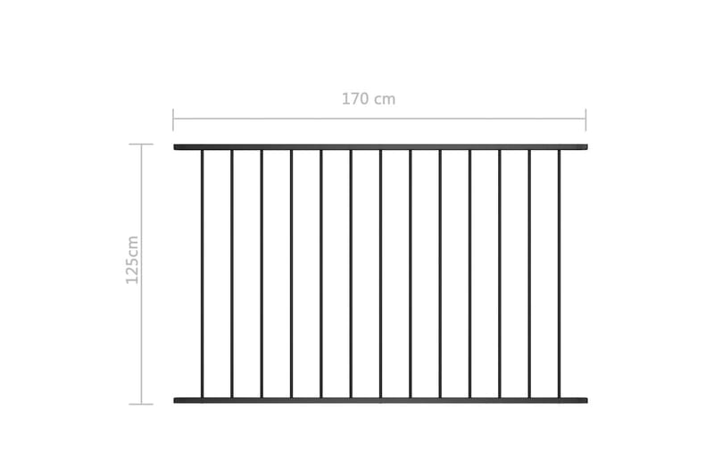 Gjerdepanel pulverlakkert stål 1,7x1,25 m svart - Gjerdestolpe