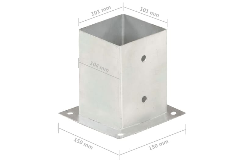 Stolpeankere 4 stk galvanisert metall 101 mm - Gjerdestolpe