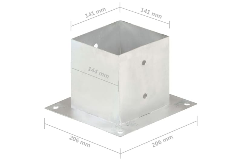 Stolpeankere 4 stk galvanisert metall 141 mm - Gjerdestolpe