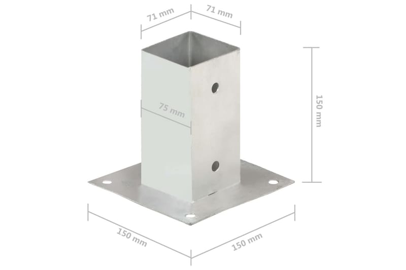 Stolpeankere 4 stk galvanisert metall 71 mm - Hus & oppussing - Innsynsbeskyttelse & innhegning - Gjerde - Gjerdestolpe