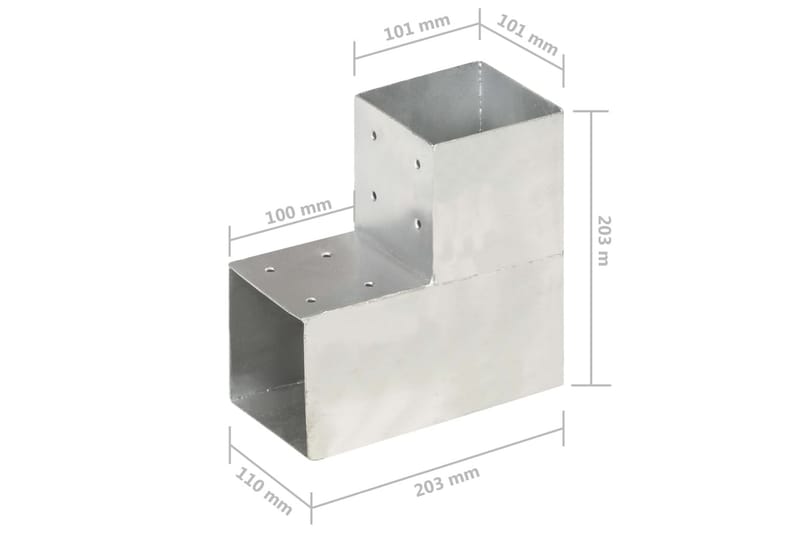 Stolpesko 4 stk L-form galvanisert metall 101x101 mm - Hus & oppussing - Innsynsbeskyttelse & innhegning - Gjerde - Gjerdestolpe