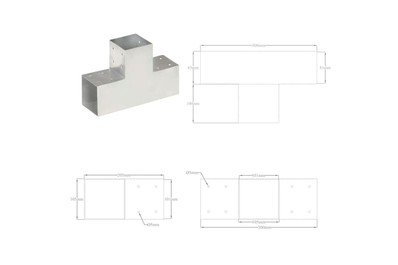 Stolpesko 4 stk T-form galvanisert metall 101x101 mm - Hus & oppussing - Innsynsbeskyttelse & innhegning - Gjerde - Gjerdestolpe