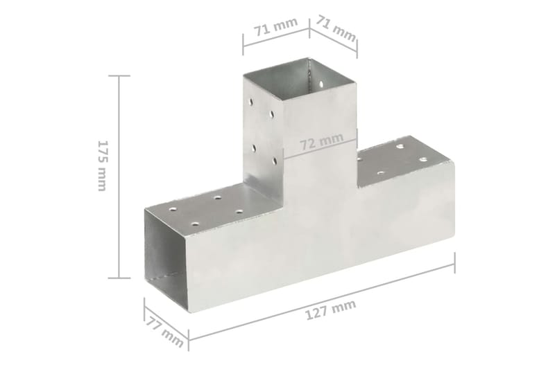 Stolpesko 4 stk T-form galvanisert metall 71x71 mm - Hus & oppussing - Innsynsbeskyttelse & innhegning - Gjerde - Gjerdestolpe