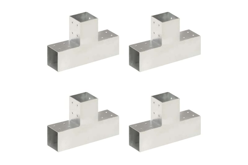 Stolpesko 4 stk T-form galvanisert metall 81x81 mm - Hus & oppussing - Innsynsbeskyttelse & innhegning - Gjerde - Gjerdestolpe