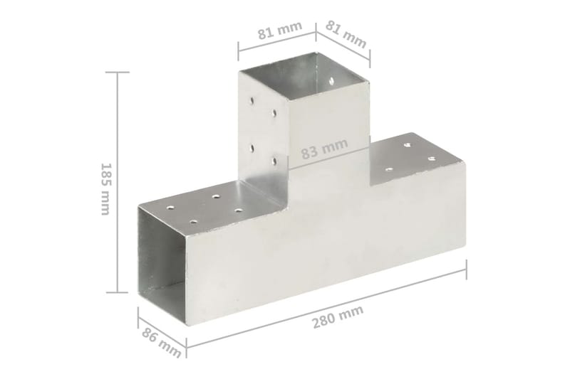 Stolpesko 4 stk T-form galvanisert metall 81x81 mm - Hus & oppussing - Innsynsbeskyttelse & innhegning - Gjerde - Gjerdestolpe