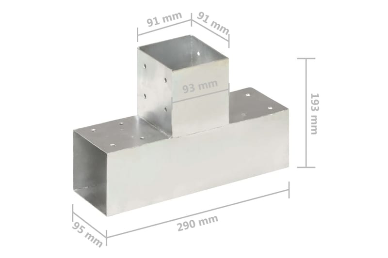 Stolpesko 4 stk T-form galvanisert metall 91x91 mm - Hus & oppussing - Innsynsbeskyttelse & innhegning - Gjerde - Gjerdestolpe