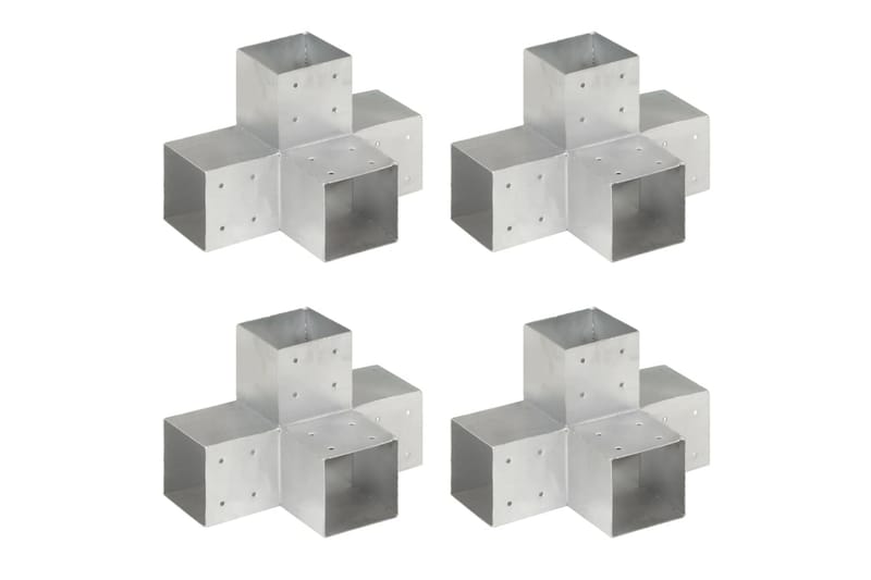 Stolpesko 4 stk X-form galvanisert metall 101x101 mm - Hus & oppussing - Innsynsbeskyttelse & innhegning - Gjerde - Gjerdestolpe