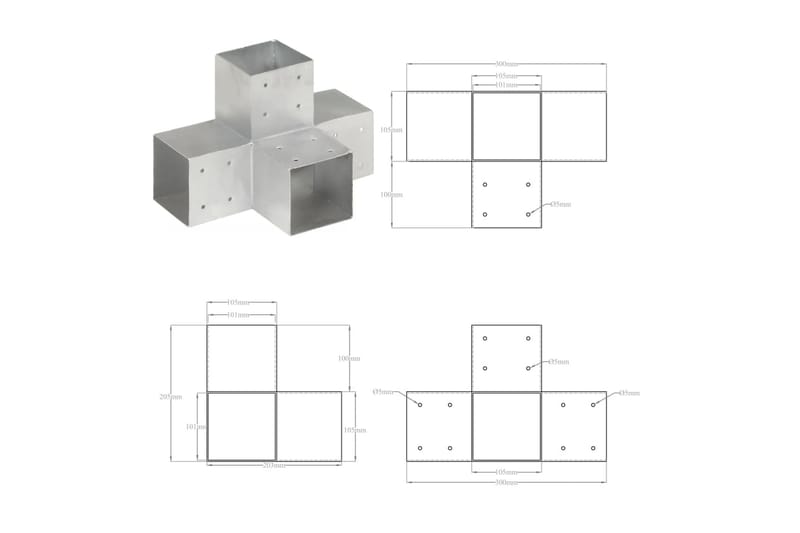 Stolpesko 4 stk X-form galvanisert metall 101x101 mm - Hus & oppussing - Innsynsbeskyttelse & innhegning - Gjerde - Gjerdestolpe