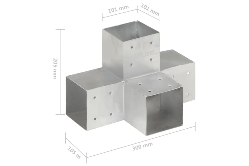 Stolpesko 4 stk X-form galvanisert metall 101x101 mm - Hus & oppussing - Innsynsbeskyttelse & innhegning - Gjerde - Gjerdestolpe