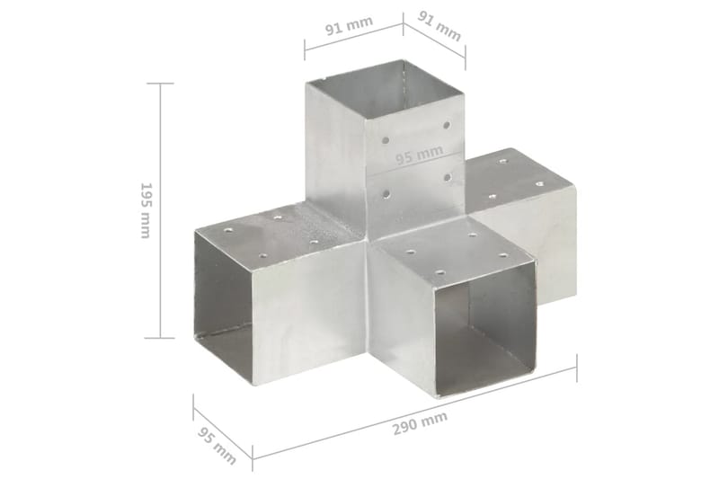 Stolpesko 4 stk X-form galvanisert metall 91x91 mm - Hus & oppussing - Innsynsbeskyttelse & innhegning - Gjerde - Gjerdestolpe