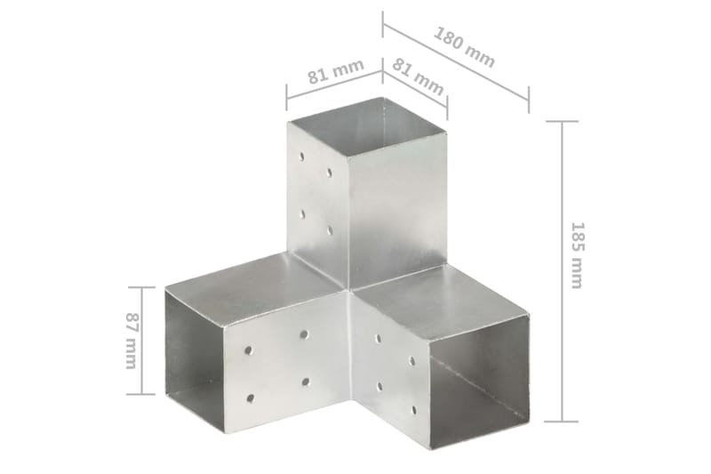 Stolpesko 4 stk Y-form galvanisert metall 81x81 mm - Hus & oppussing - Innsynsbeskyttelse & innhegning - Gjerde - Gjerdestolpe