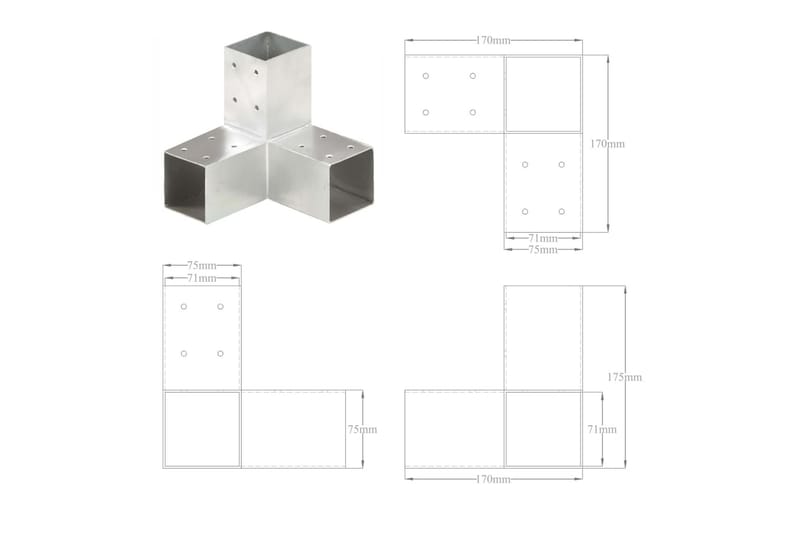 Stolpesko Y-form galvanisert metall 71x71 mm - Hus & oppussing - Innsynsbeskyttelse & innhegning - Gjerde - Gjerdestolpe