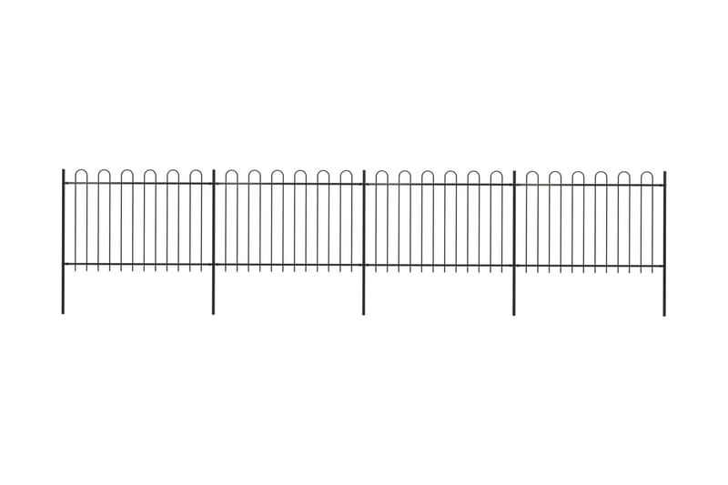Hagegjerde med buet topp 6,8x1,2 m stål svart - Svart - Smijernsgjerde & jerngjerde