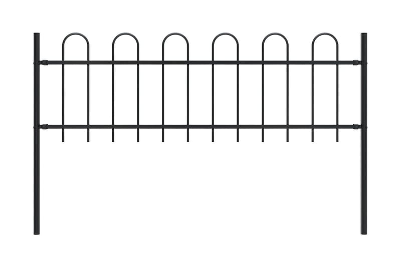 Hagegjerde med buet topp stål 1,7x0,6 m svart - Hus & oppussing - Innsynsbeskyttelse & innhegning - Gjerde - Smijernsgjerde & jerngjerde