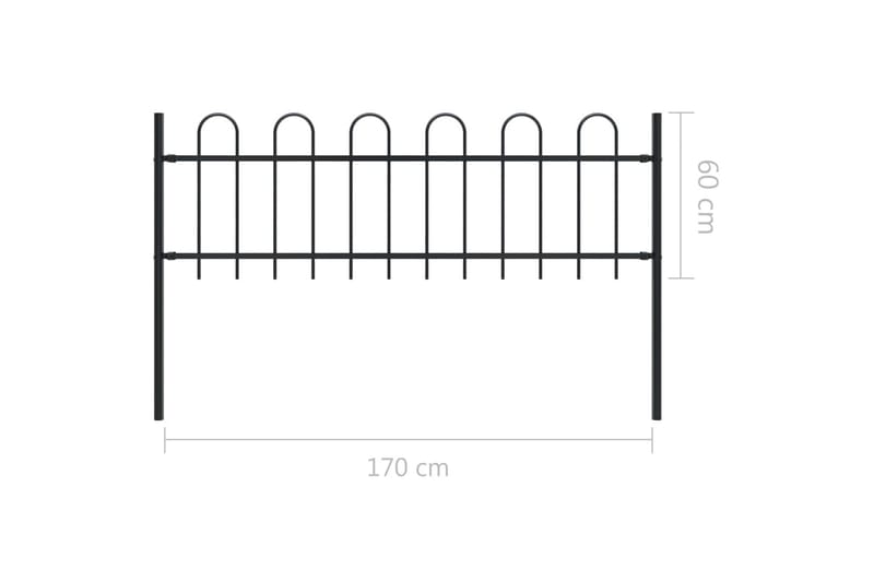 Hagegjerde med buet topp stål 1,7x0,6 m svart - Hus & oppussing - Innsynsbeskyttelse & innhegning - Gjerde - Smijernsgjerde & jerngjerde