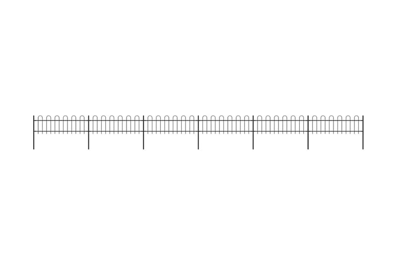 Hagegjerde med buet topp stål 10,2x0,6 m svart - Svart - Smijernsgjerde & jerngjerde