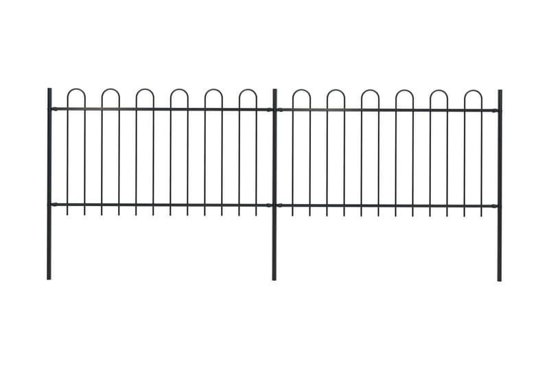 Hagegjerde med buet topp stål 3,4x1 m svart - Svart - Hus & oppussing - Innsynsbeskyttelse & innhegning - Gjerde - Smijernsgjerde & jerngjerde