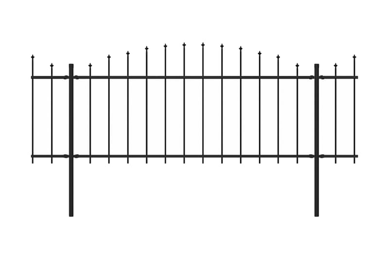 Hagegjerde med spydtopp stål (0,5-0,75)x10,2 m svart - Svart - Hus & oppussing - Innsynsbeskyttelse & innhegning - Gjerde