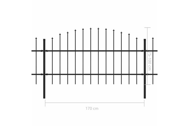 Hagegjerde med spydtopp stål (0,75-1)x10,2 m svart - Hus & oppussing - Innsynsbeskyttelse & innhegning - Gjerde