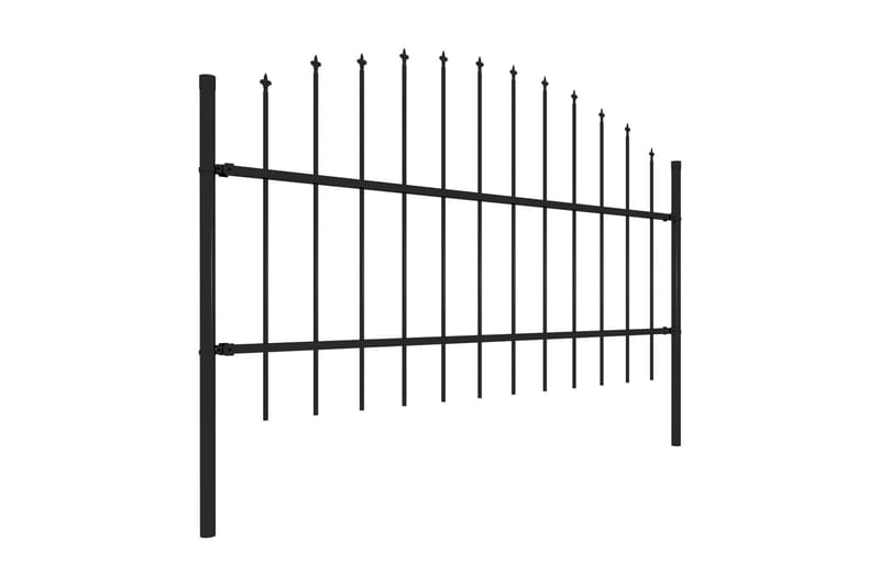 Hagegjerde med spydtopp stål (0,75-1)x11,9 m svart - Hus & oppussing - Innsynsbeskyttelse & innhegning - Gjerde